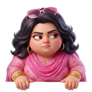 Pinky Aunty peeking out of the notch